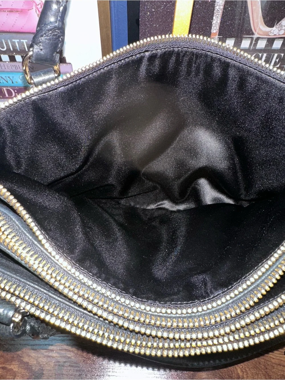 2014 Coach Borough Bag featuring gold-tone hardware and signature zipper pulls.